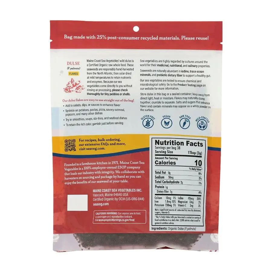 Maine Coast Sea Vegetables Dulse Flakes 4 oz. bag - Image 2