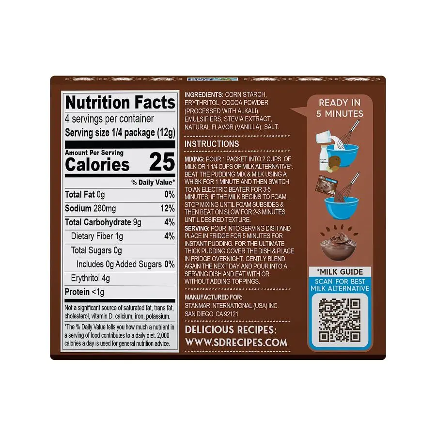 Simply Desserts Chocolate Keto Instant Pudding 1.7 oz. - Image 2